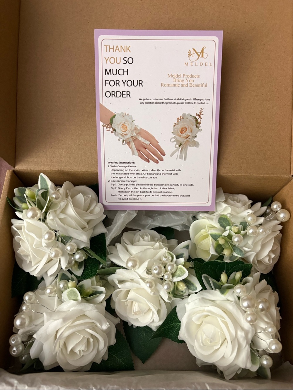 White Rose Pearl Boutonniere and Corsage Set